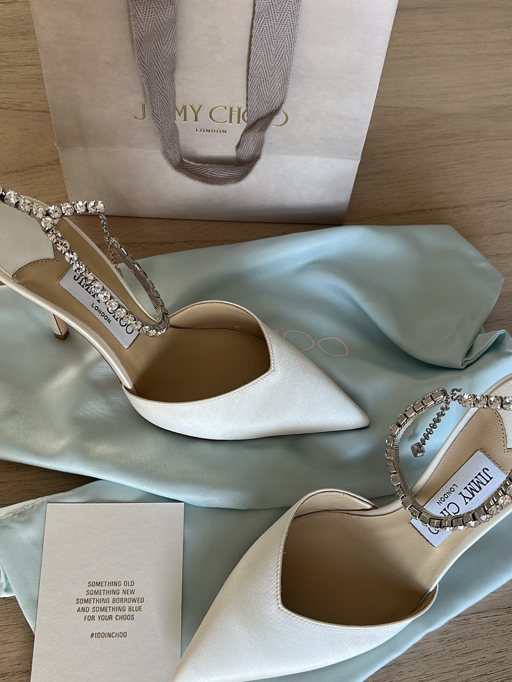 Jimmy Choo Wedding Heels Saeda 100 Ivory Crystal-Ankle Pointed Toe Stiletto Heel - Picture 4 of 4